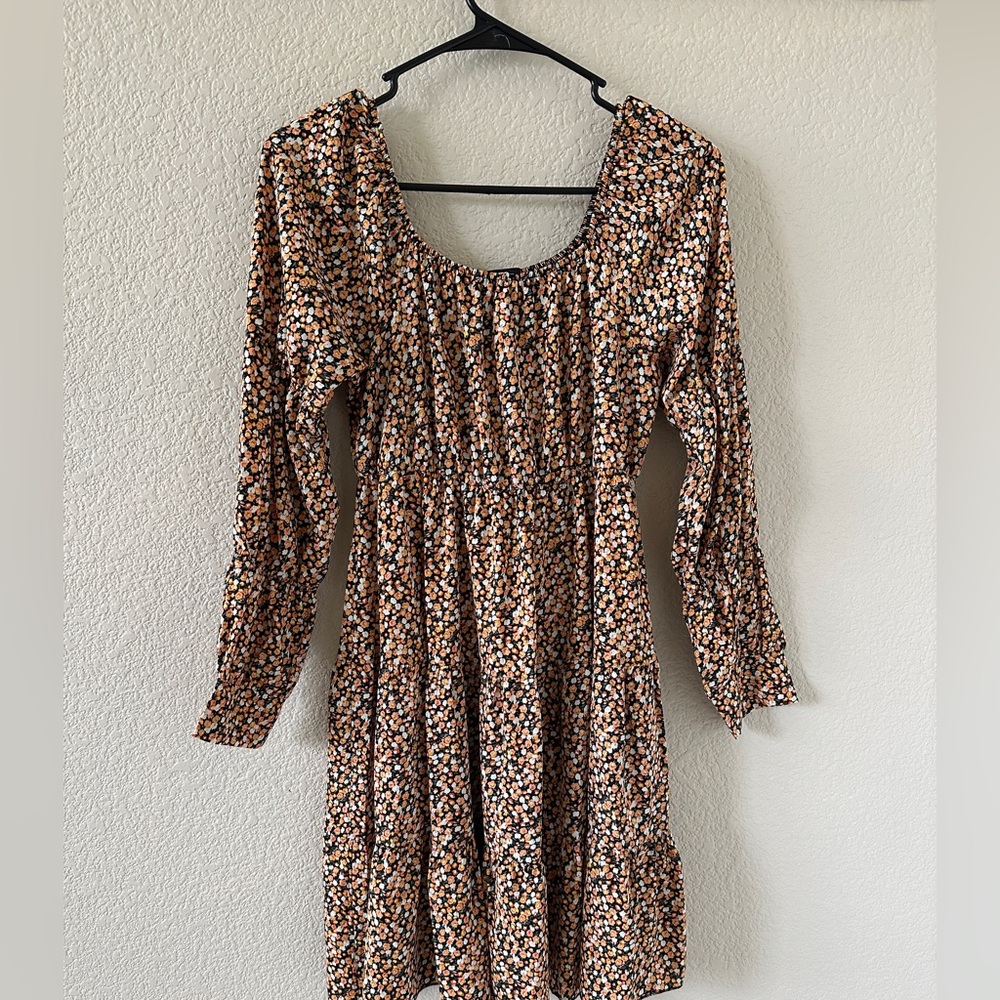 Floral Tiered Long-Sleeve Ladies’ Dress